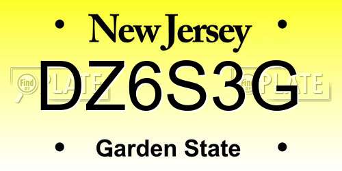 DZ6S3G New Jersey License Plate