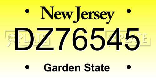DZ76545 New Jersey License Plate