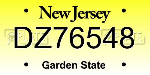 DZ76548 New Jersey License Plate