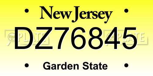 DZ76845 New Jersey License Plate