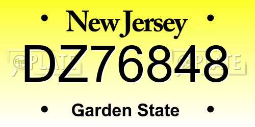DZ76848 New Jersey License Plate