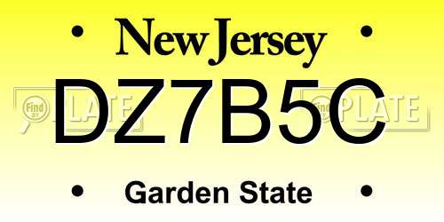 DZ7B5C New Jersey License Plate