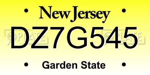 DZ7G545 New Jersey License Plate
