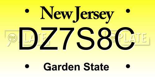 DZ7S8C New Jersey License Plate