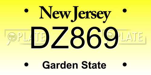 DZ869 New Jersey License Plate