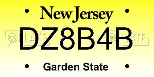DZ8B4B New Jersey License Plate