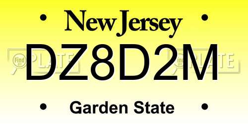 DZ8D2M New Jersey License Plate