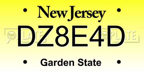 DZ8E4D New Jersey License Plate