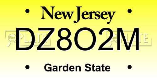 DZ8O2M New Jersey License Plate