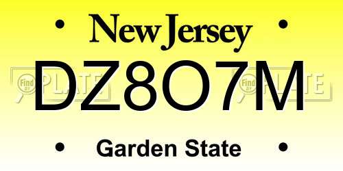 DZ8O7M New Jersey License Plate