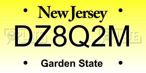 DZ8Q2M New Jersey License Plate