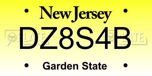 DZ8S4B New Jersey License Plate