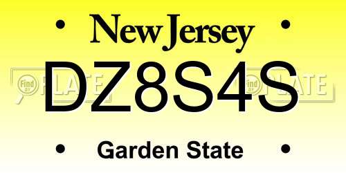 DZ8S4S New Jersey License Plate