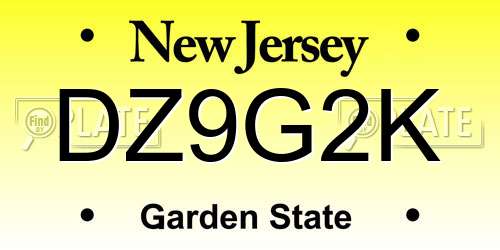 DZ9G2K New Jersey License Plate