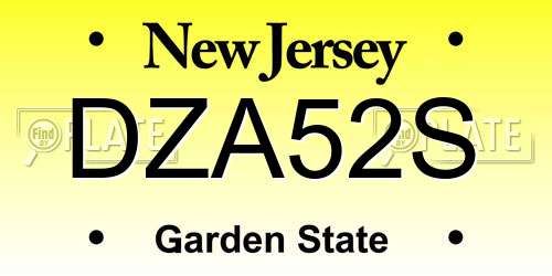 DZA52S New Jersey License Plate