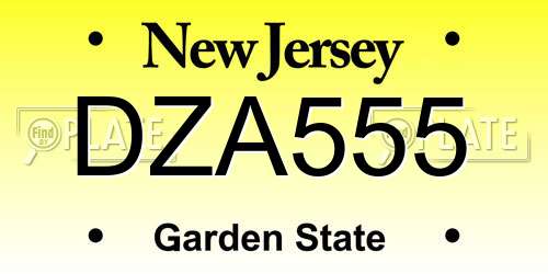 DZA555 New Jersey License Plate