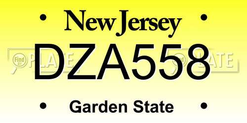 DZA558 New Jersey License Plate