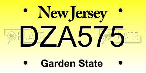 DZA575 New Jersey License Plate