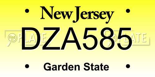 DZA585 New Jersey License Plate