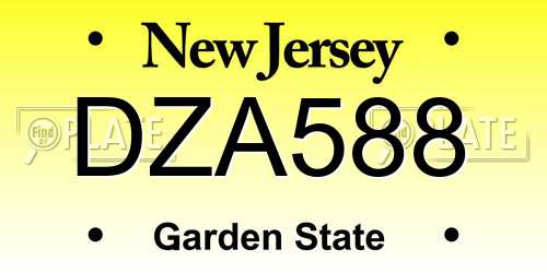 DZA588 New Jersey License Plate
