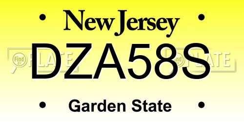 DZA58S New Jersey License Plate