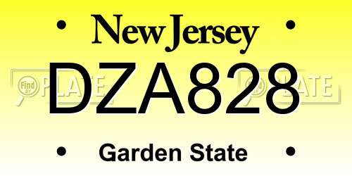 DZA828 New Jersey License Plate