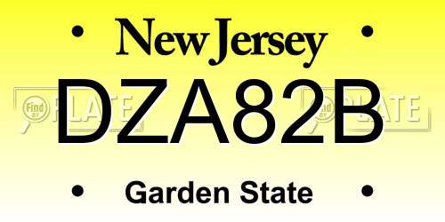 DZA82B New Jersey License Plate