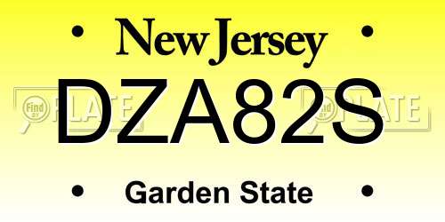 DZA82S New Jersey License Plate