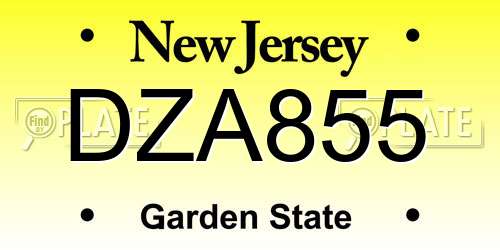DZA855 New Jersey License Plate