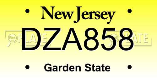 DZA858 New Jersey License Plate