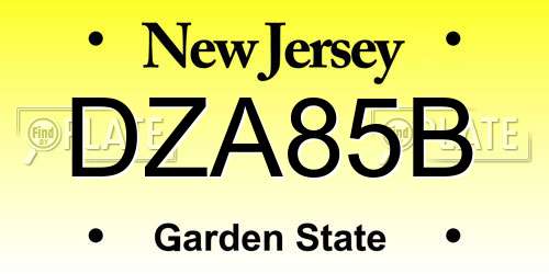DZA85B New Jersey License Plate