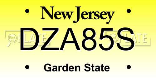 DZA85S New Jersey License Plate