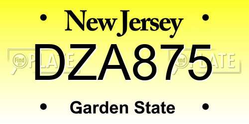 DZA875 New Jersey License Plate
