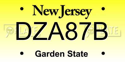 DZA87B New Jersey License Plate
