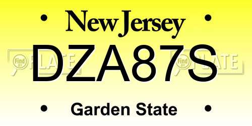 DZA87S New Jersey License Plate