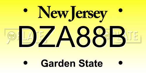 DZA88B New Jersey License Plate
