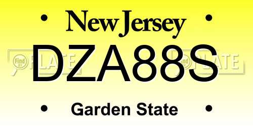 DZA88S New Jersey License Plate