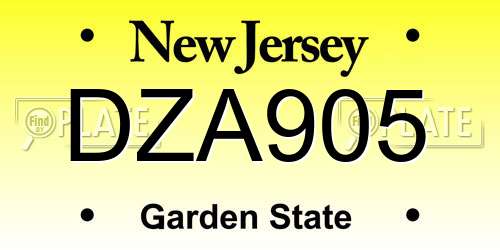 DZA905 New Jersey License Plate