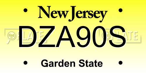 DZA90S New Jersey License Plate