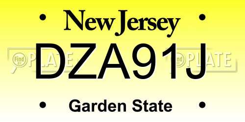 DZA91J New Jersey License Plate