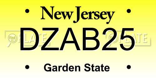 DZAB25 New Jersey License Plate