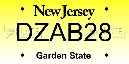 DZAB28 New Jersey License Plate
