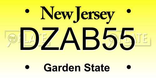 DZAB55 New Jersey License Plate