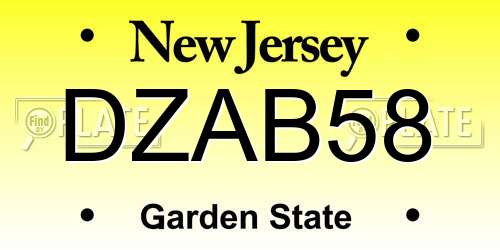 DZAB58 New Jersey License Plate