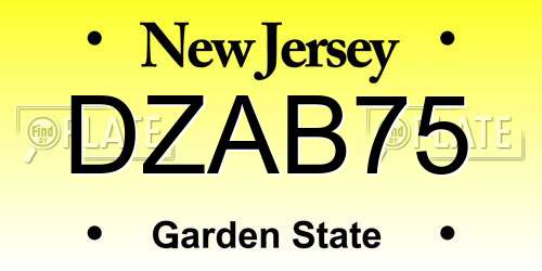 DZAB75 New Jersey License Plate