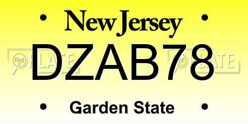 DZAB78 New Jersey License Plate