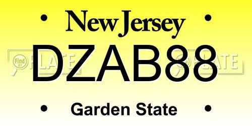 DZAB88 New Jersey License Plate