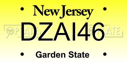 DZAI46 New Jersey License Plate