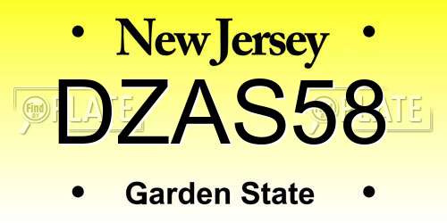 DZAS58 New Jersey License Plate