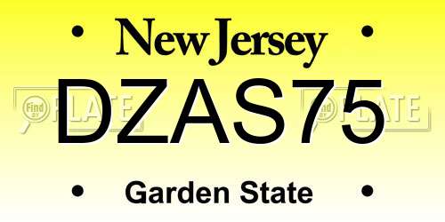 DZAS75 New Jersey License Plate